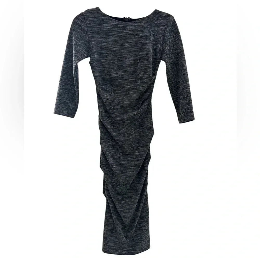 Artelier Nicole Miller Womens Ruched Dress Gray Size XS  3/4 Sleeve EUC